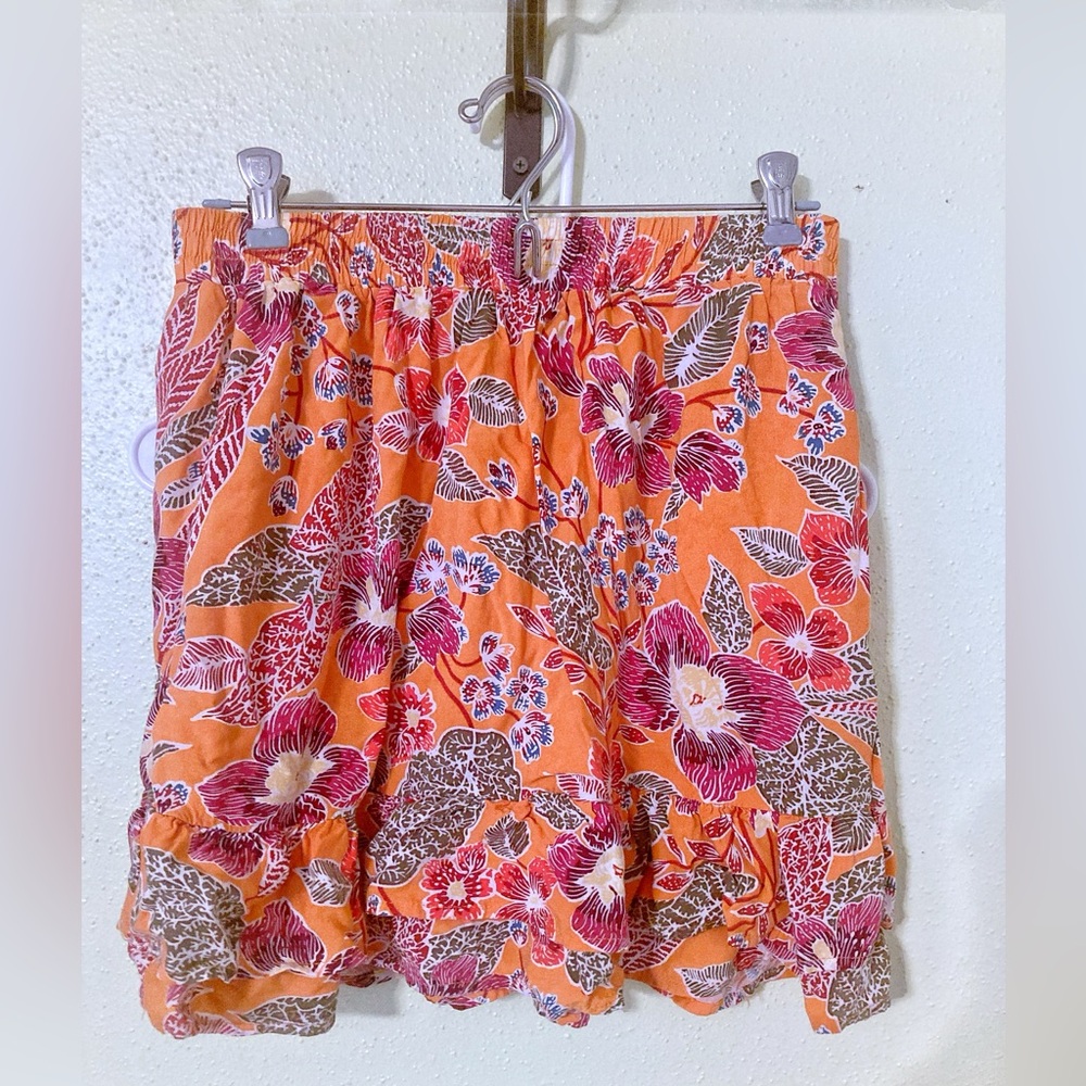 Christian Siriano rayon  Floral Orange Skirt nwot